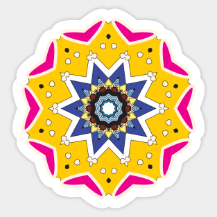 Golden unicorn Mandala art Sunflower modern repeated pattern Sticker